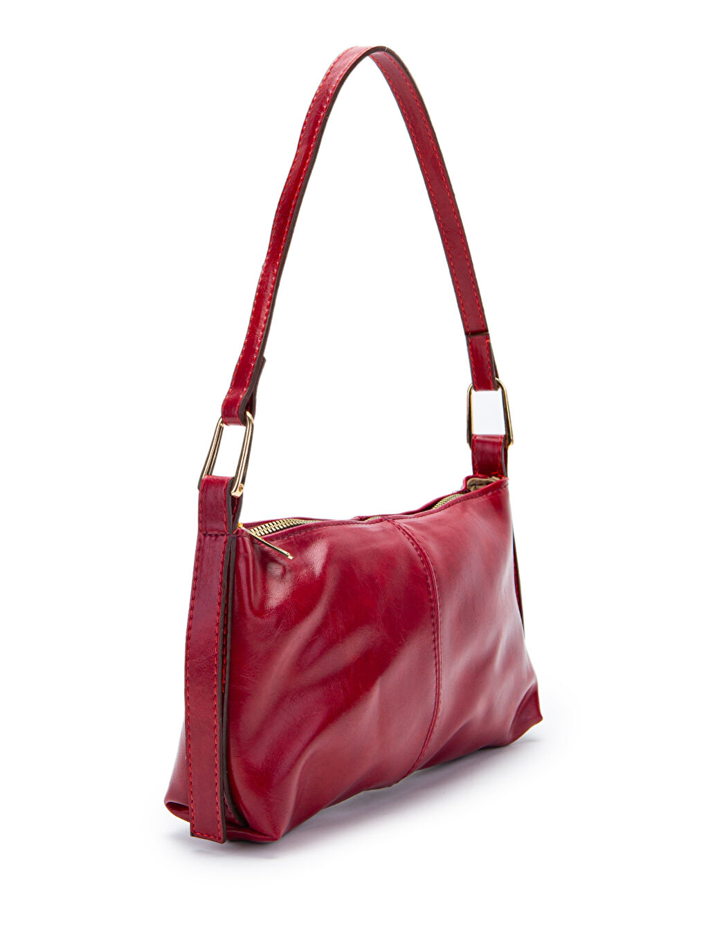 Suni Deri Baget Kadın Kol Çanta Sarah Bordo-1