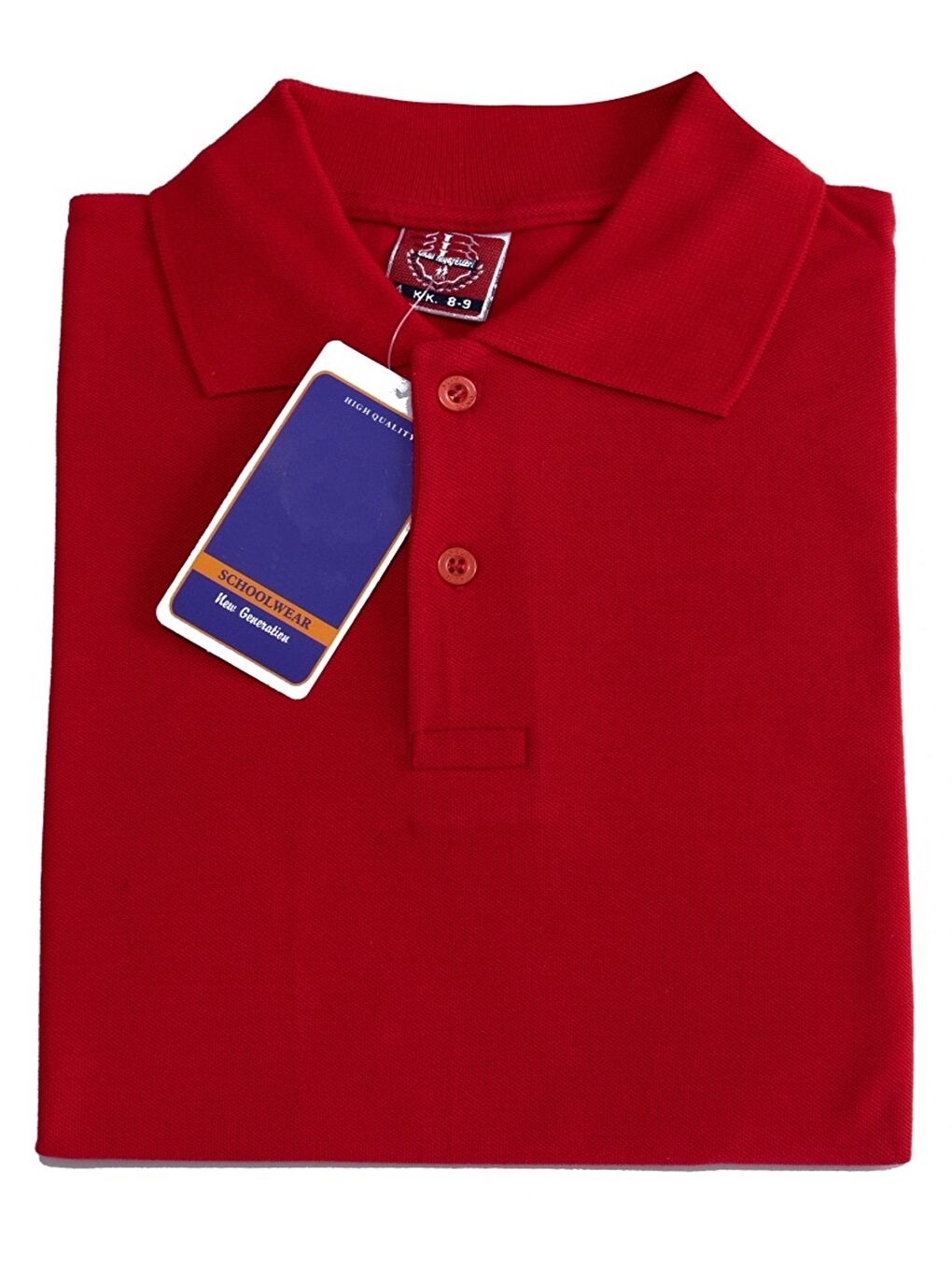 Kırmızı Kız Çocuk Okul Tarz %100 Pamuk T-Shirt -5-17 Yaş AG006-1