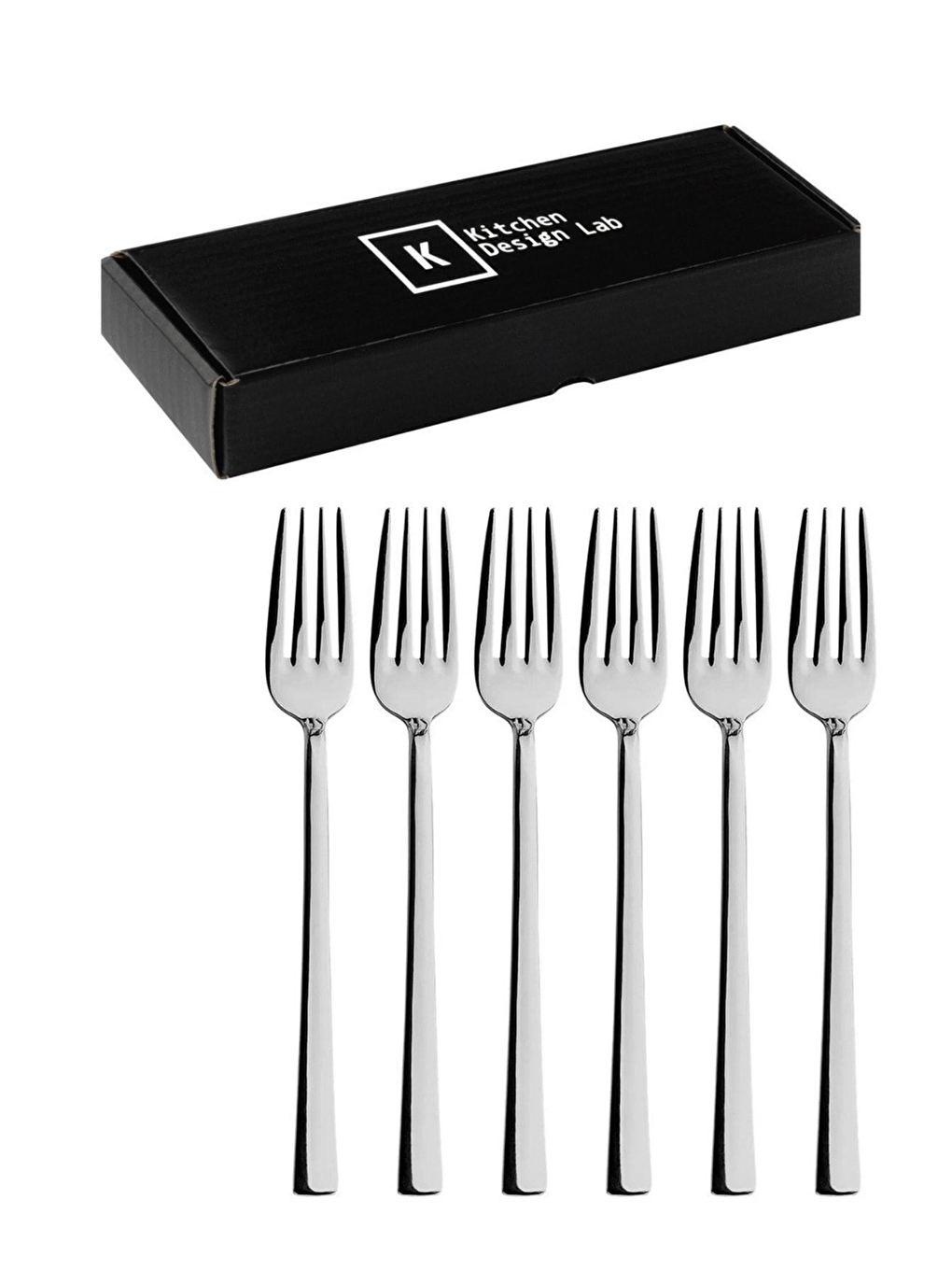 Gri Parlak Gümüş Tatlı Çatalı 6 Adet Paslanmaz Çelik Kahvaltı Çatal Seti Kutulu Set-1