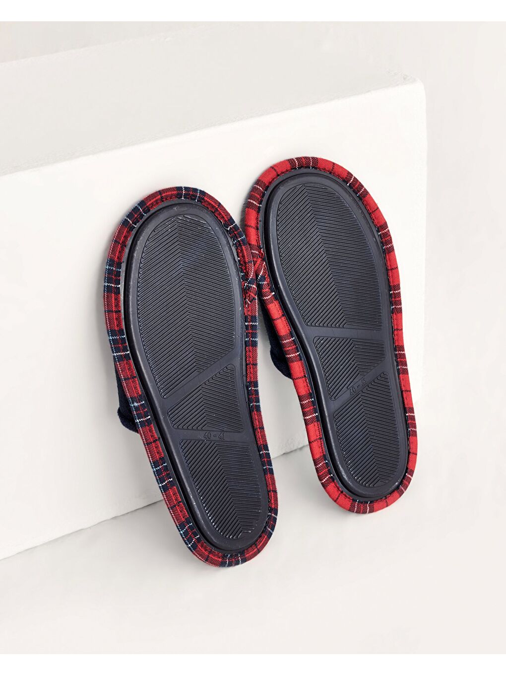 Erkek Lacivert Süet Ekose Biyeli Kışlık Ev Terliği- Luke-3