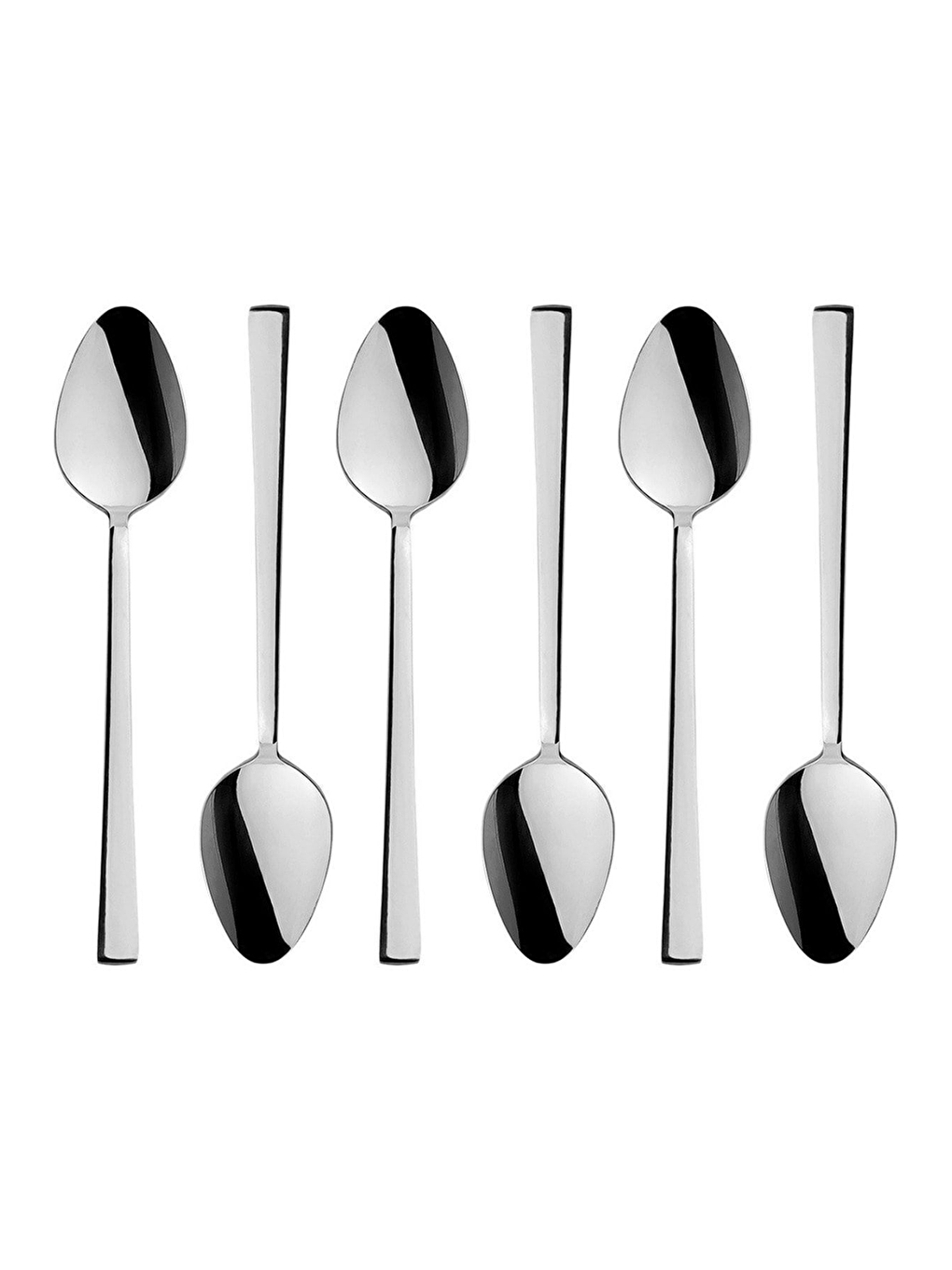 Gri Parlak Gümüş Tatlı Kaşığı Seti Kahvaltı Kaşık Seti Kutulu Paslanmaz Çelik 6 Adet-3