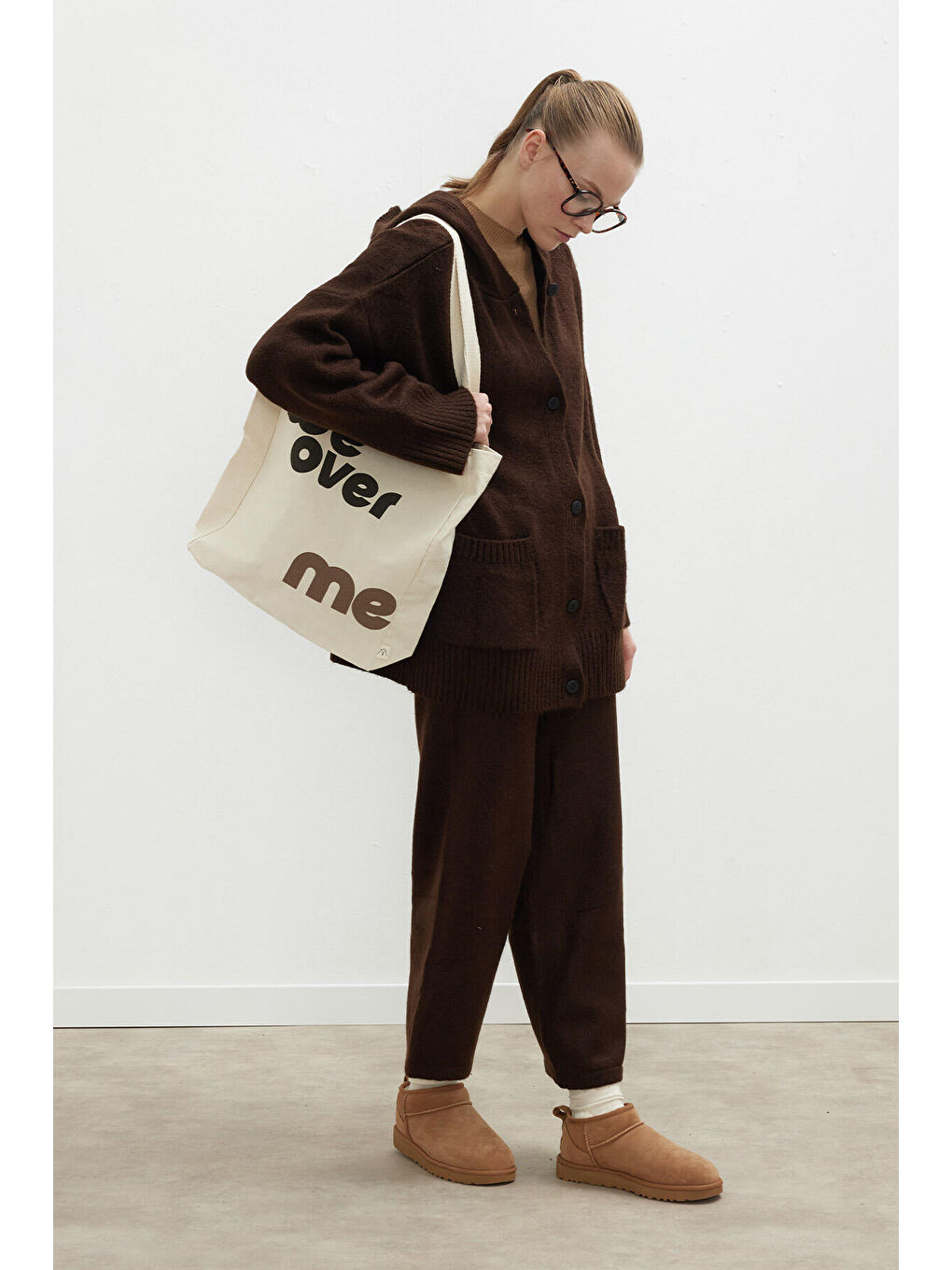 Antrasit Baskılı Körüklü Bez Çanta Over Me-2