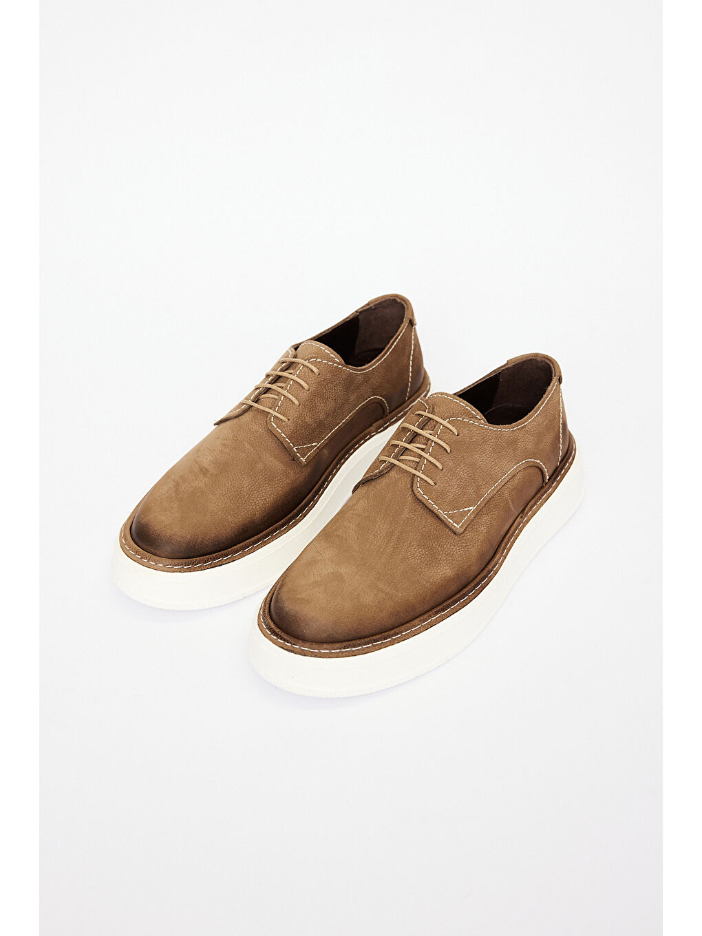 Bej Erkek Vizon Casual Deri Ayakkabı-1