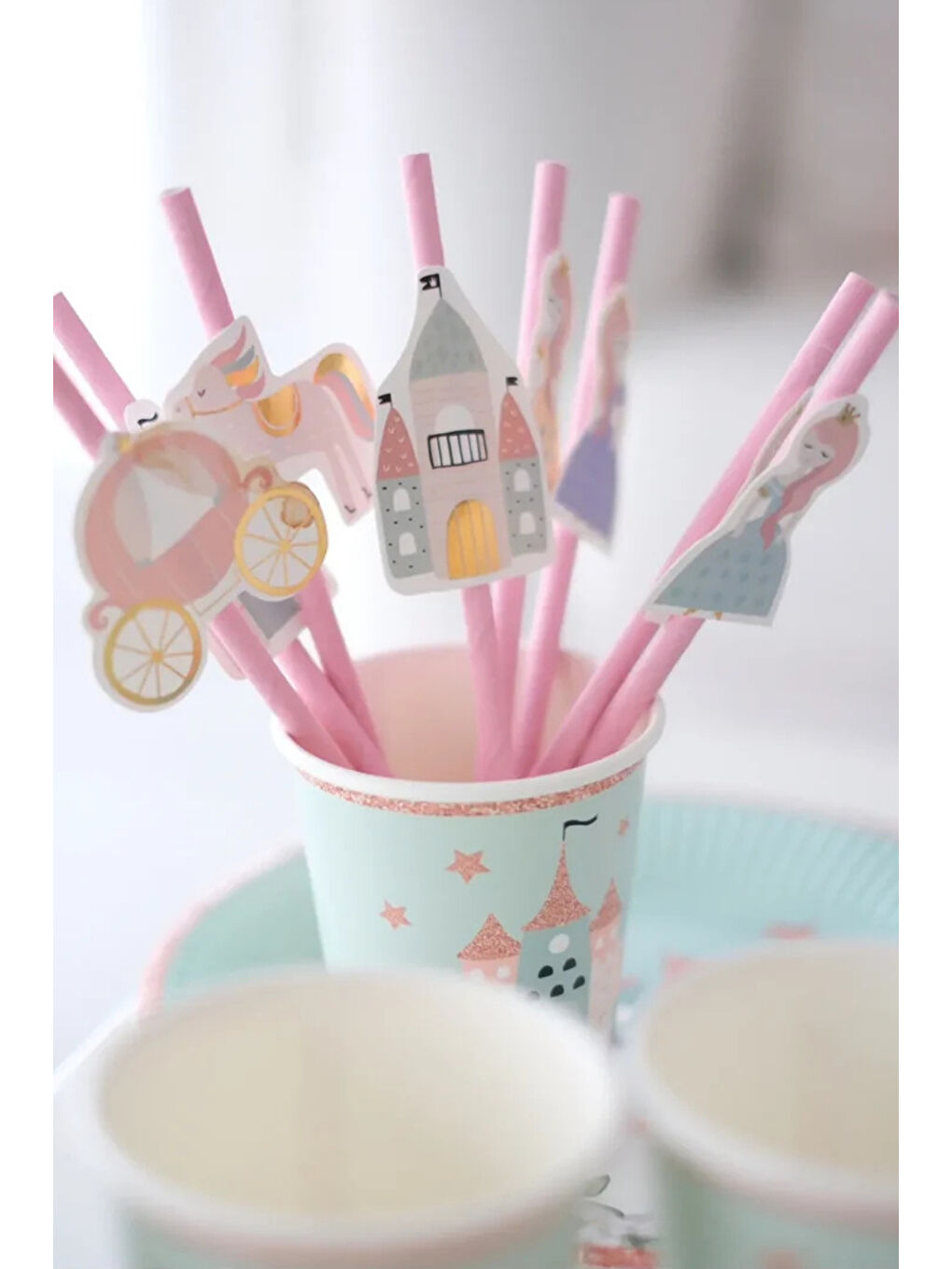 Pembe  Prenses ve Şato Temalı 8'li Parti Pipeti-1