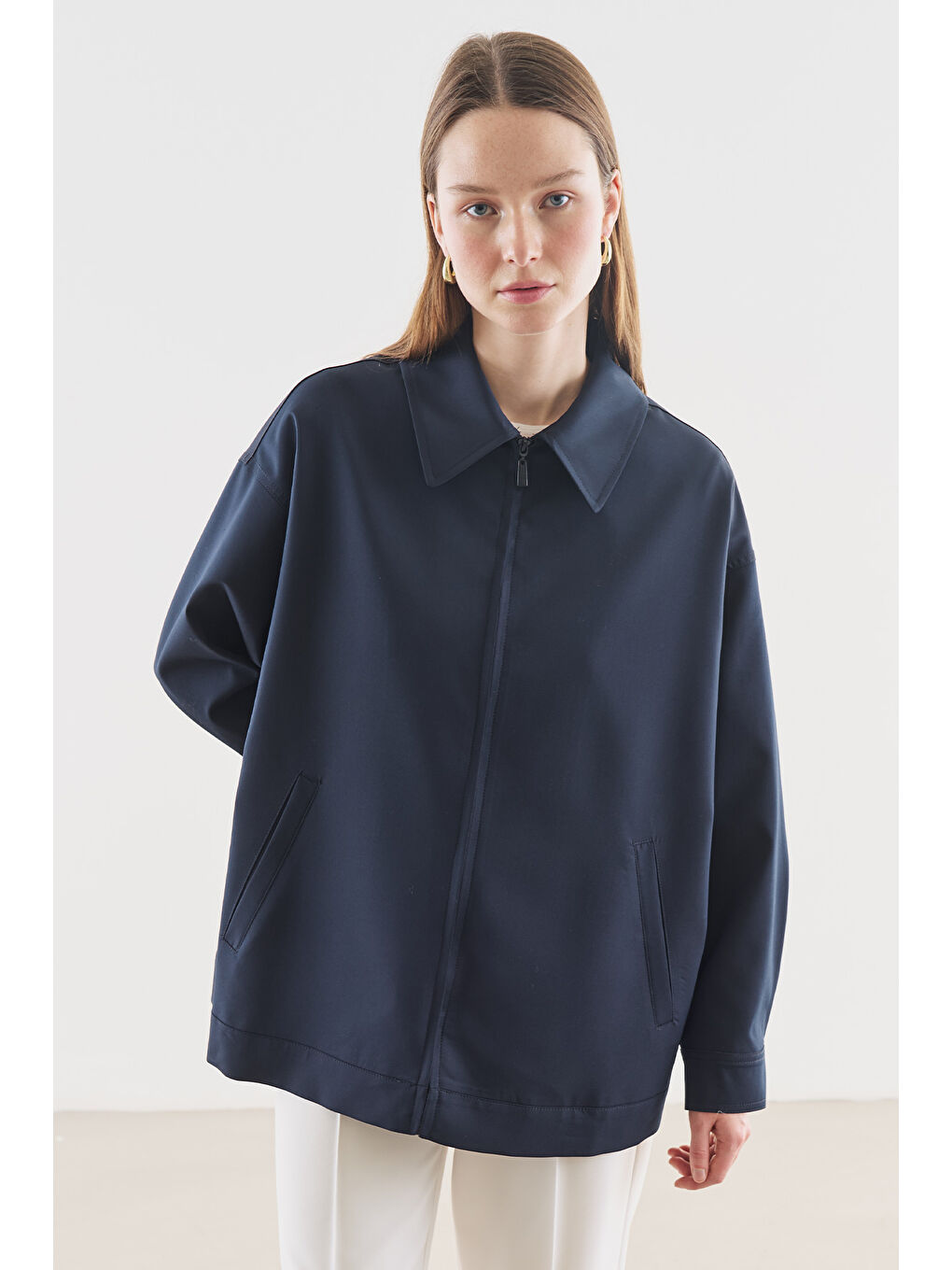 Manşet Detaylı Ceket Lacivert-3