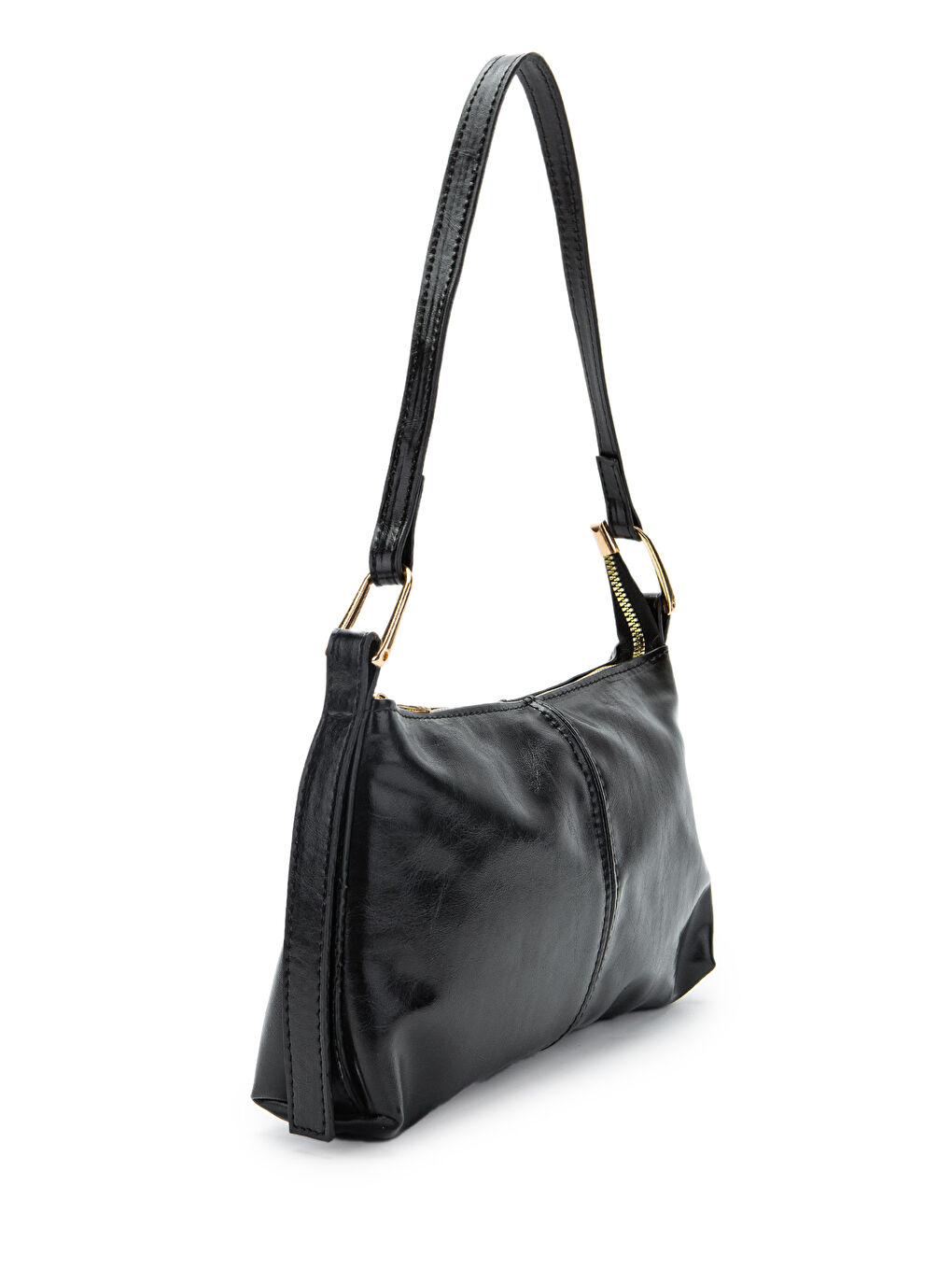 Suni Deri Baget Kadın Kol Çanta Sarah Siyah-1