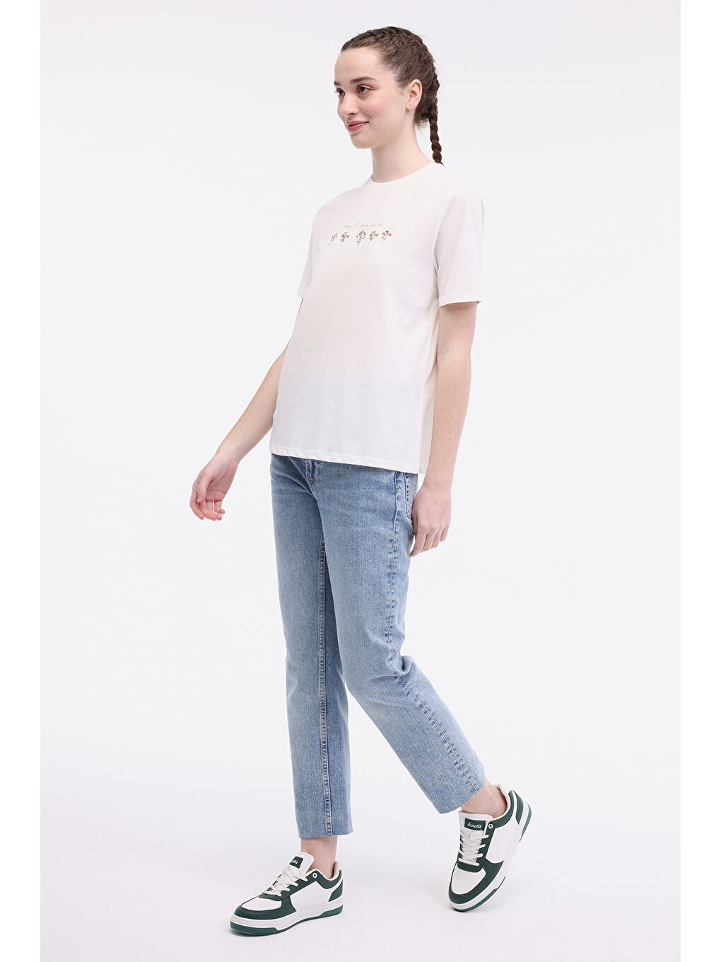 Bej WL DIA 11BT233 5FX Ekru Kadın Kısa Kol T-Shirt-2