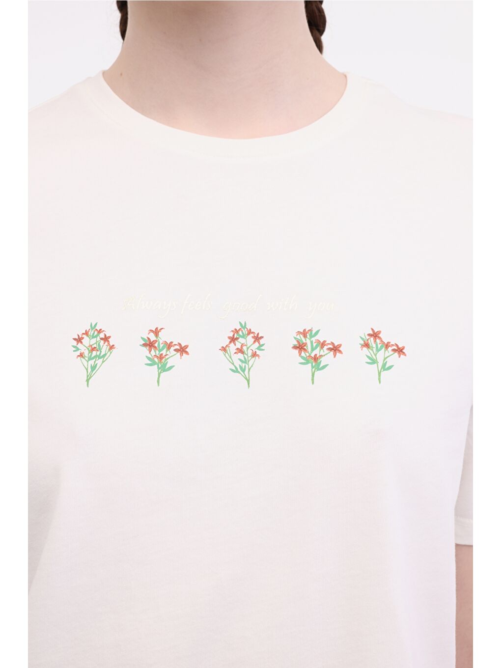 Bej WL DIA 11BT233 5FX Ekru Kadın Kısa Kol T-Shirt-3