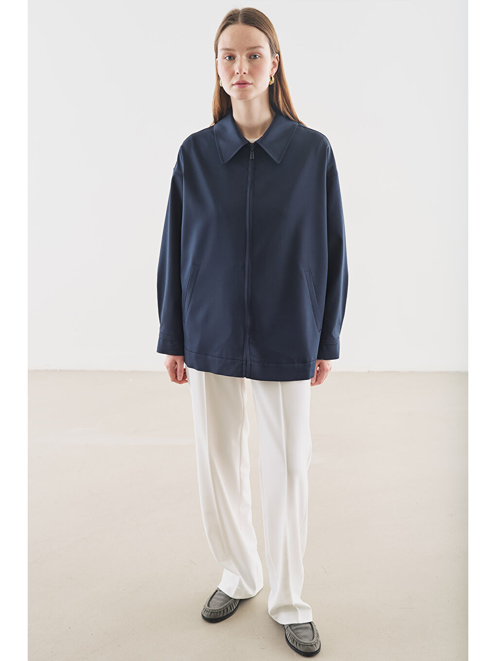 Manşet Detaylı Ceket Lacivert-6