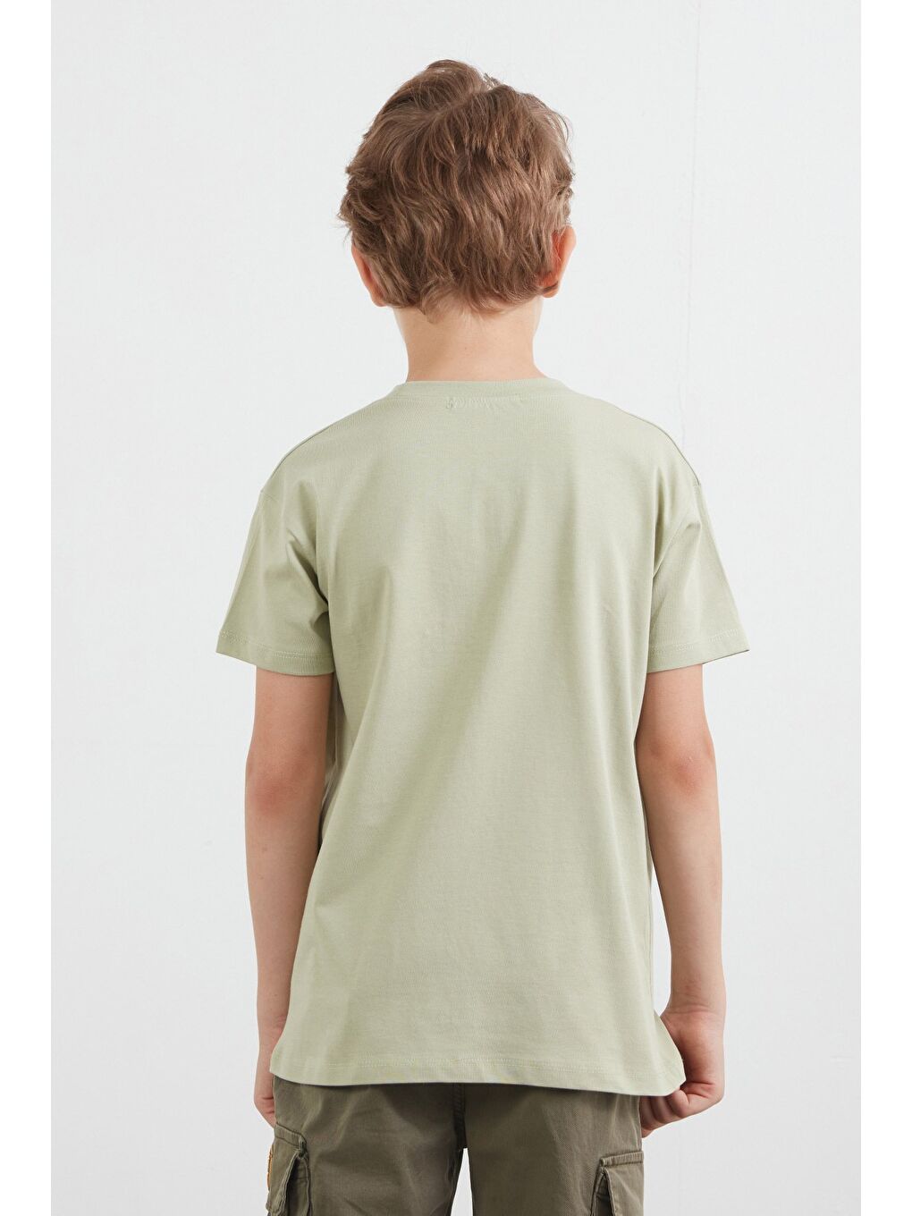 Turkuaz %100 Pamuk Yazı Baskılı Erkek Çocuk Tişört-4