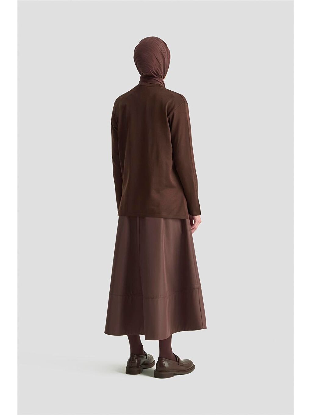 Örgü Desenli Kazak 25Kd7004 Kahverengi-9