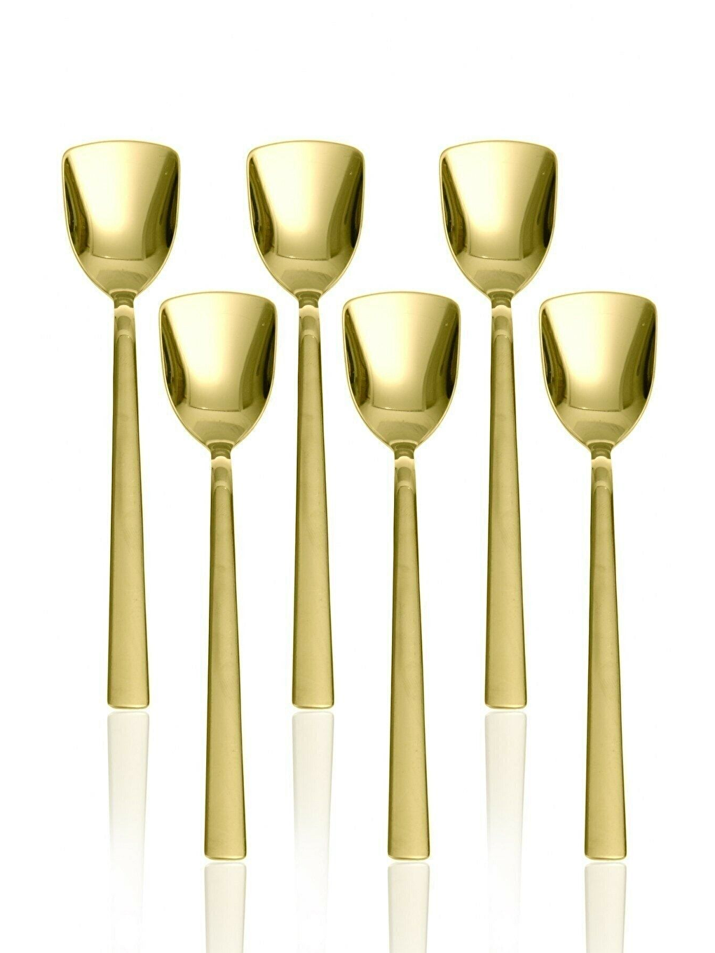 Sarı Lüks Gold Renk Paslanmaz Çelik Kutulu 6'lı Dondurma Kaşığı ve Tatlı Kaşığı-2