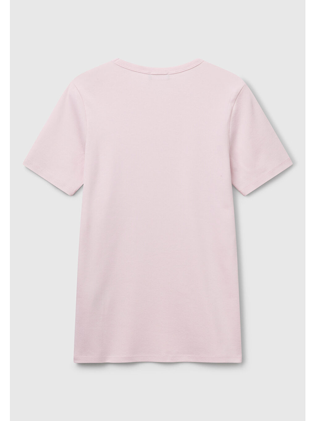 Kadın Açık Pembe %100 Pamuk Benetton Yazılı Basic T-Shirt-3