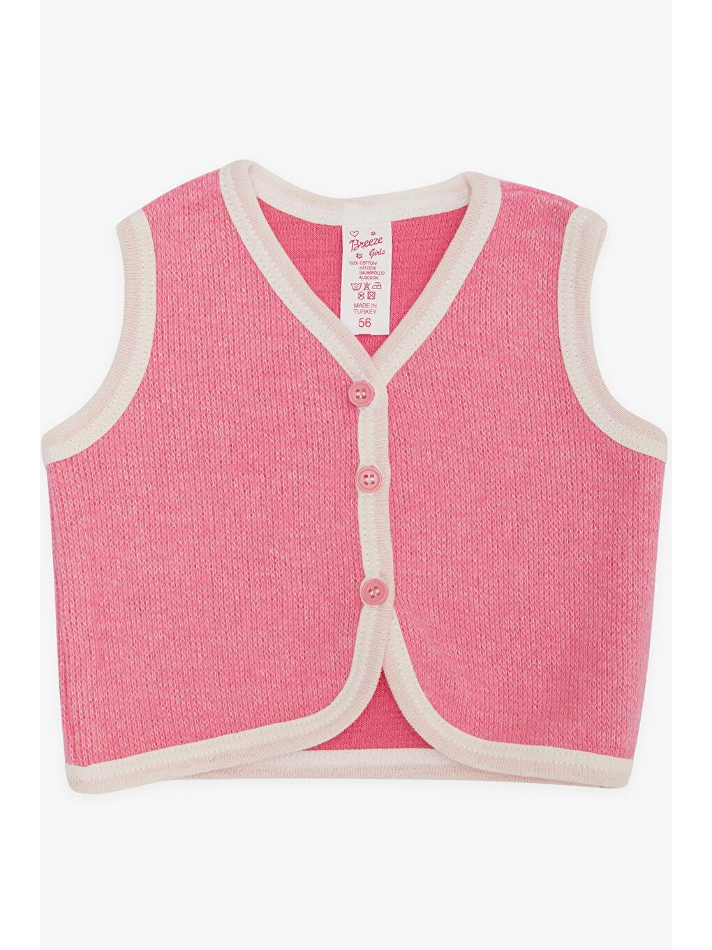 Kız Bebek Yelek Düğmeli Pembe (4-9 Ay)