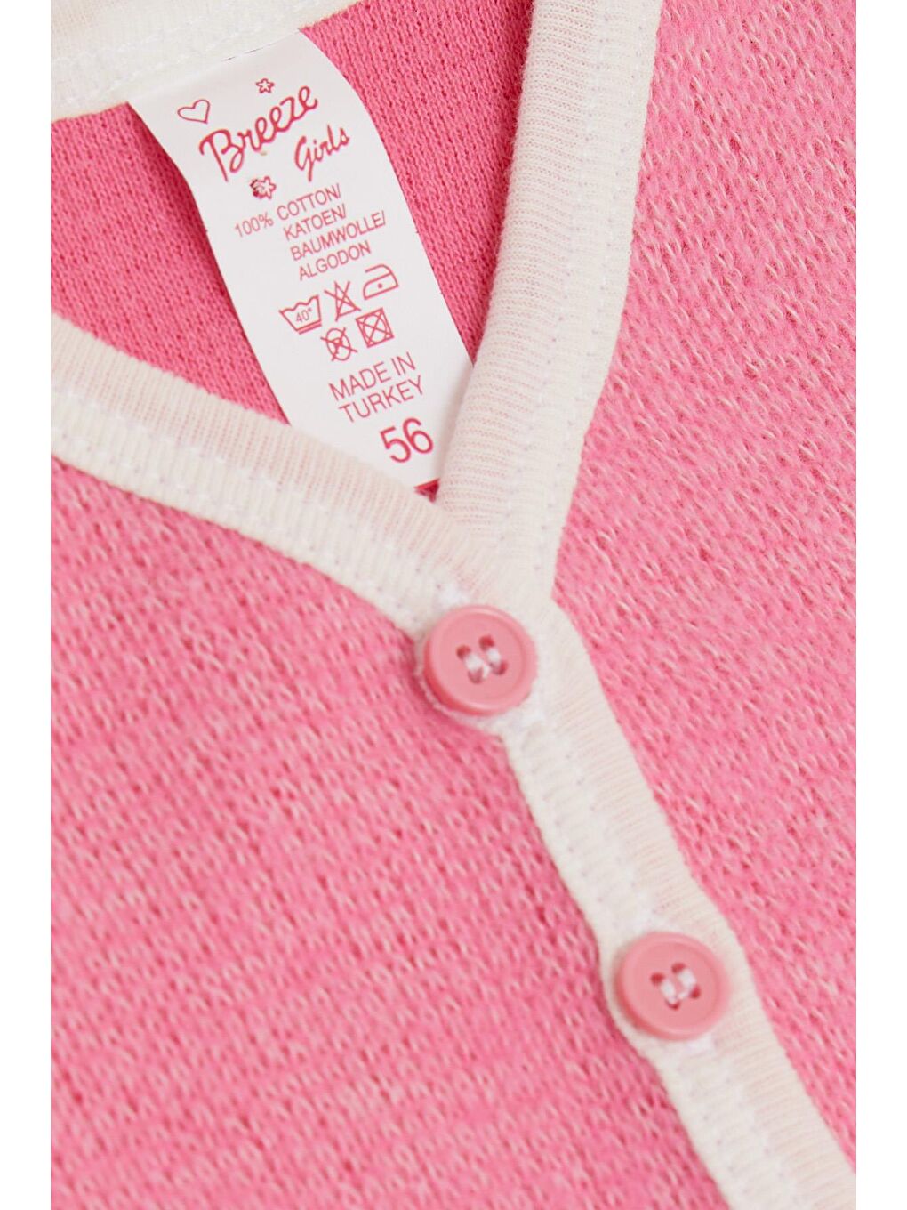 Kız Bebek Yelek Düğmeli Pembe (4-9 Ay)-1