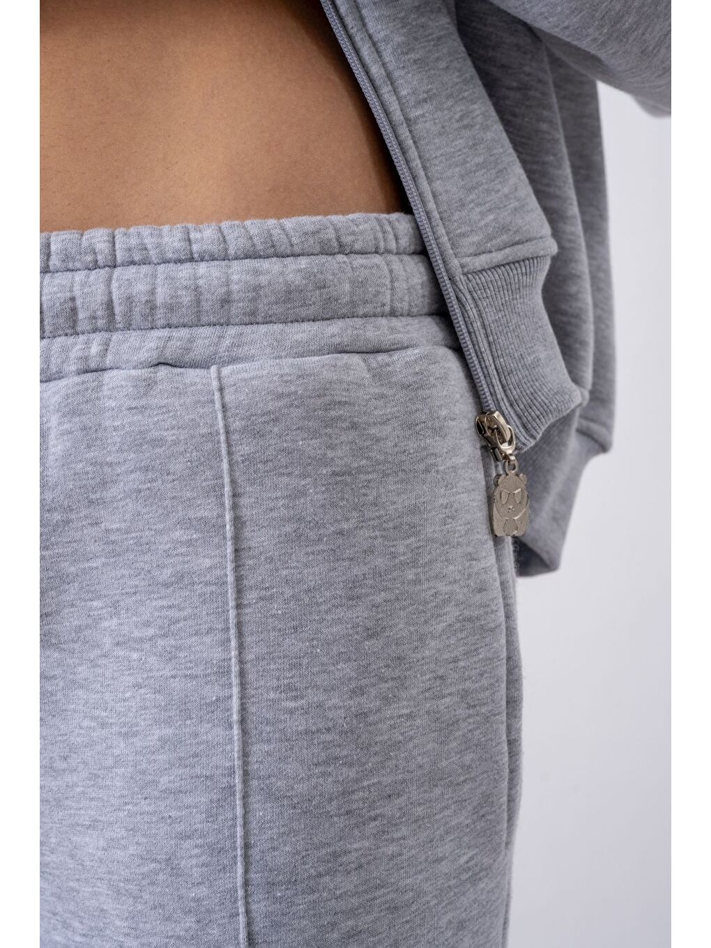 Kadın Chill Oversize Gri Fermuarlı Sweatshirt-2