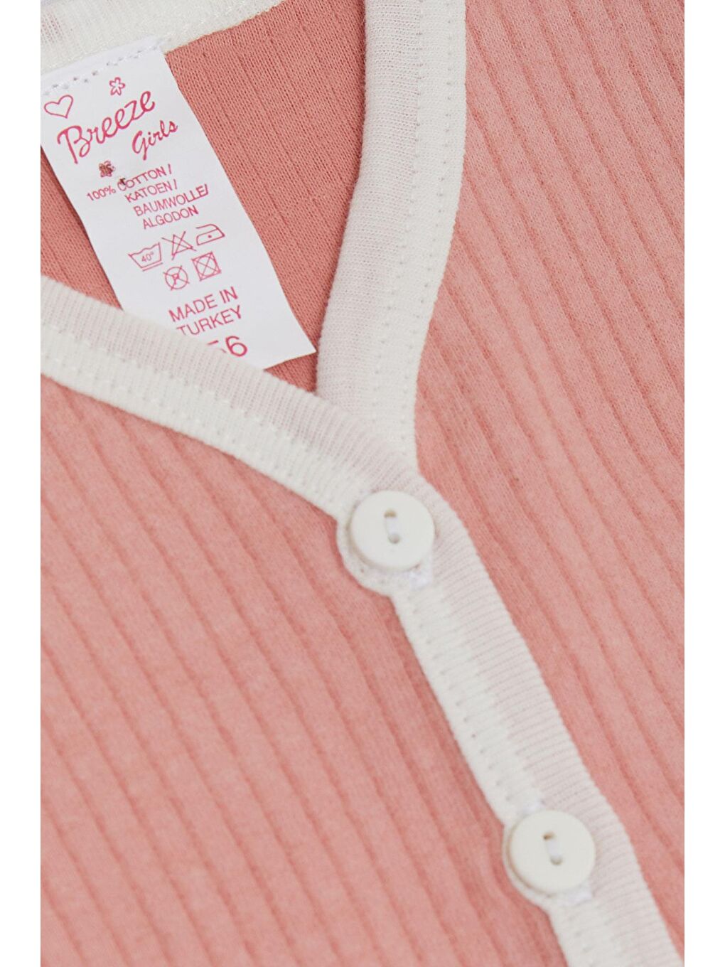 Pembe Kız Bebek Yelek Düğmeli Gülkurusu (0-9 Ay)-2