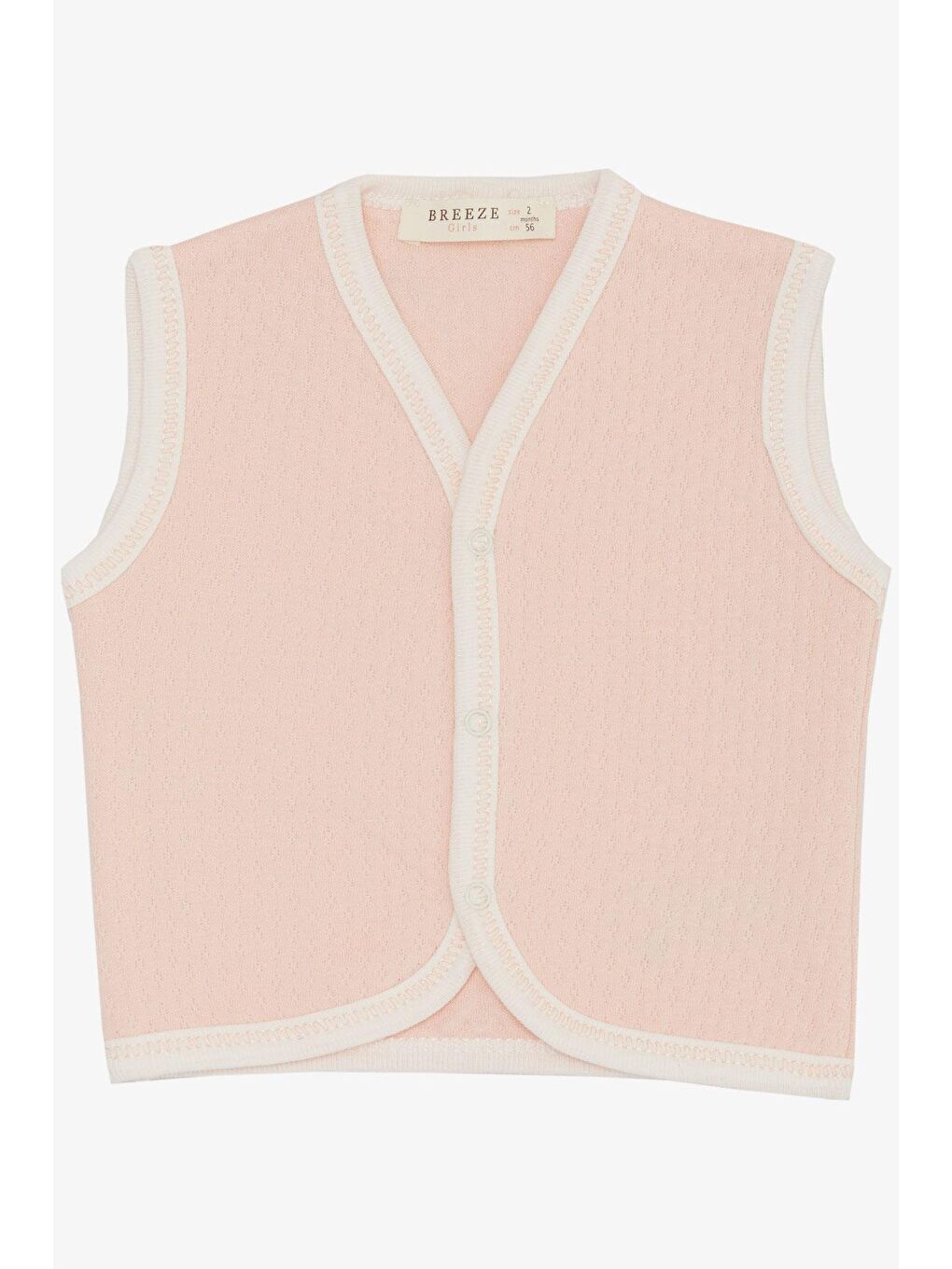 Pembe Kız Bebek Yelek Çıtçıtlı Desenli Somon (4-6 Ay)