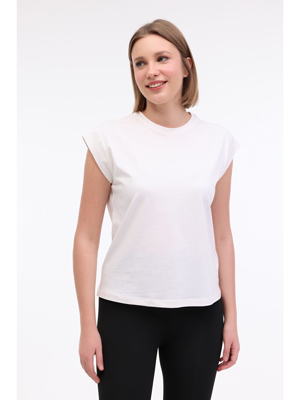 Bej WL PELYAF 11KT71 5FX Ekru Kadın Kısa Kol T-Shirt