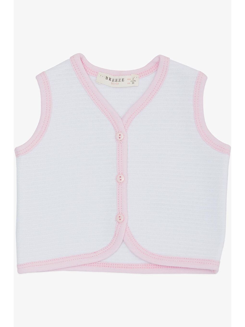 Kız Bebek Yelek Düğmeli Beyaz (0-9 Ay)