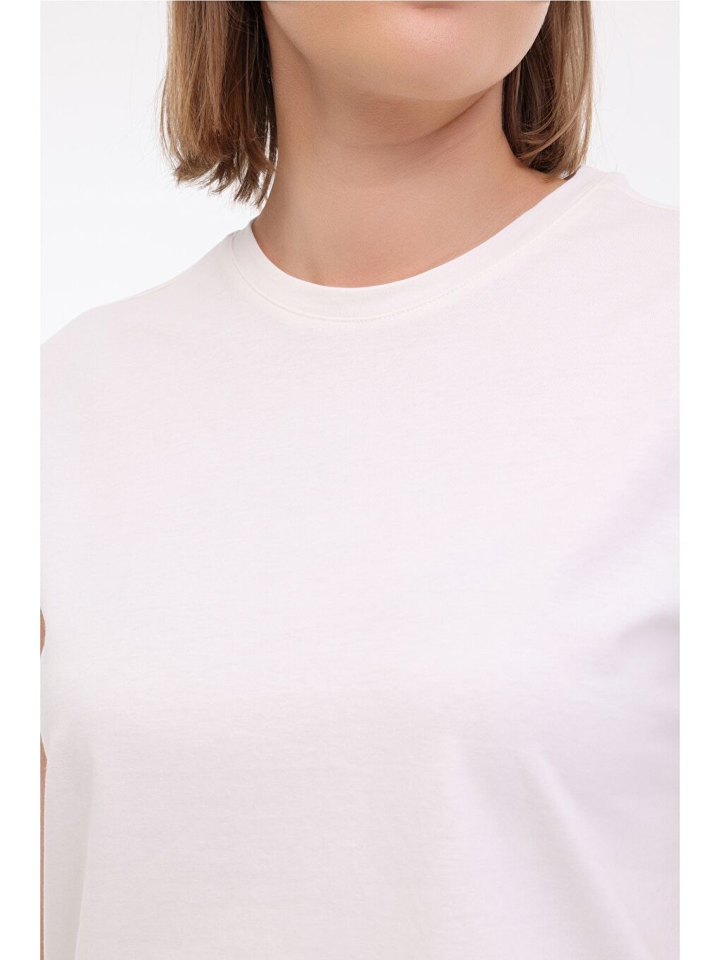 Bej WL PELYAF 11KT71 5FX Ekru Kadın Kısa Kol T-Shirt-3