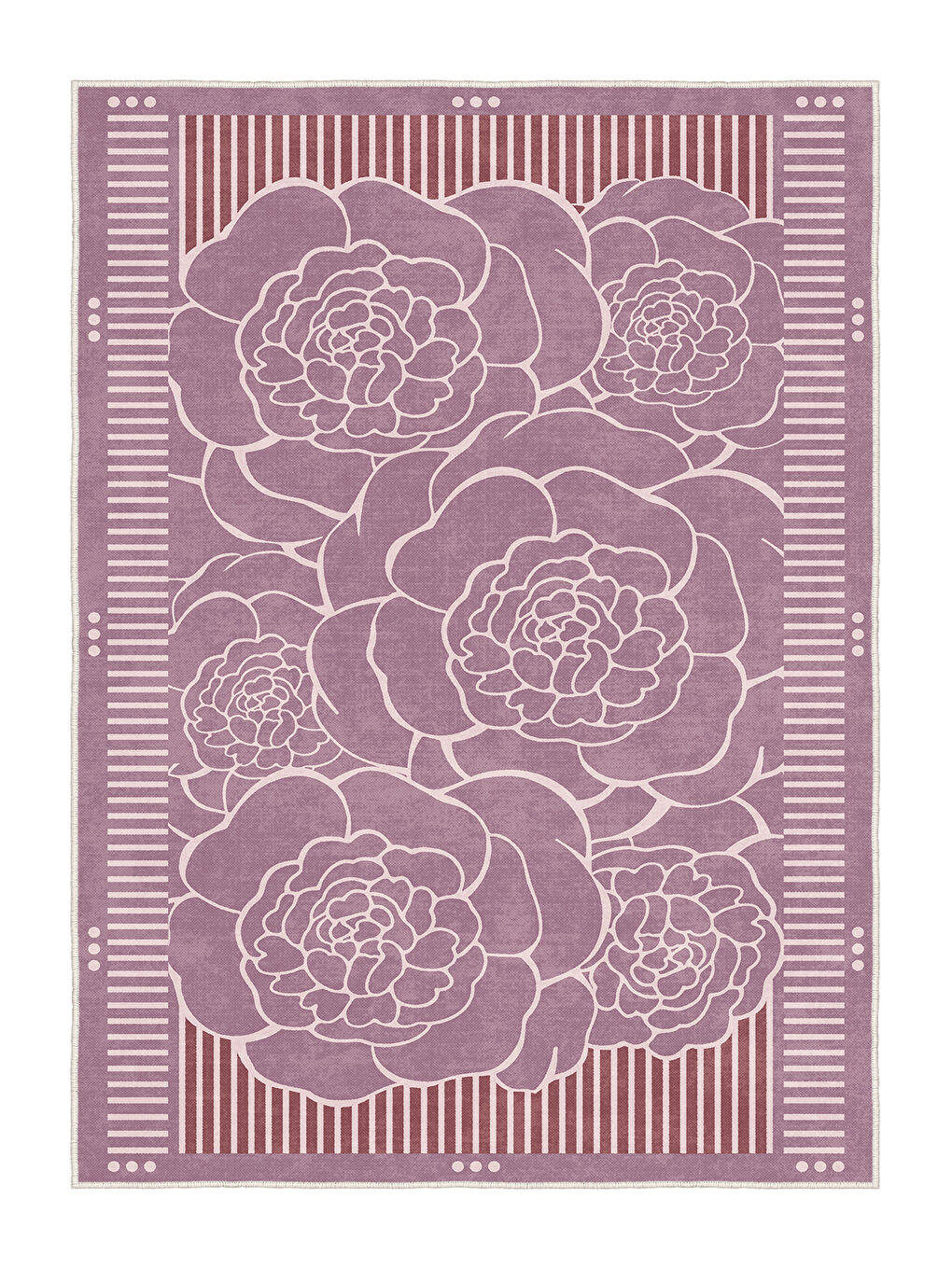 Pembe Dekoratif Salon Halısı, Makinada Yıkanabilir, Kaymaz Taban, İnce & Modern Tasarım