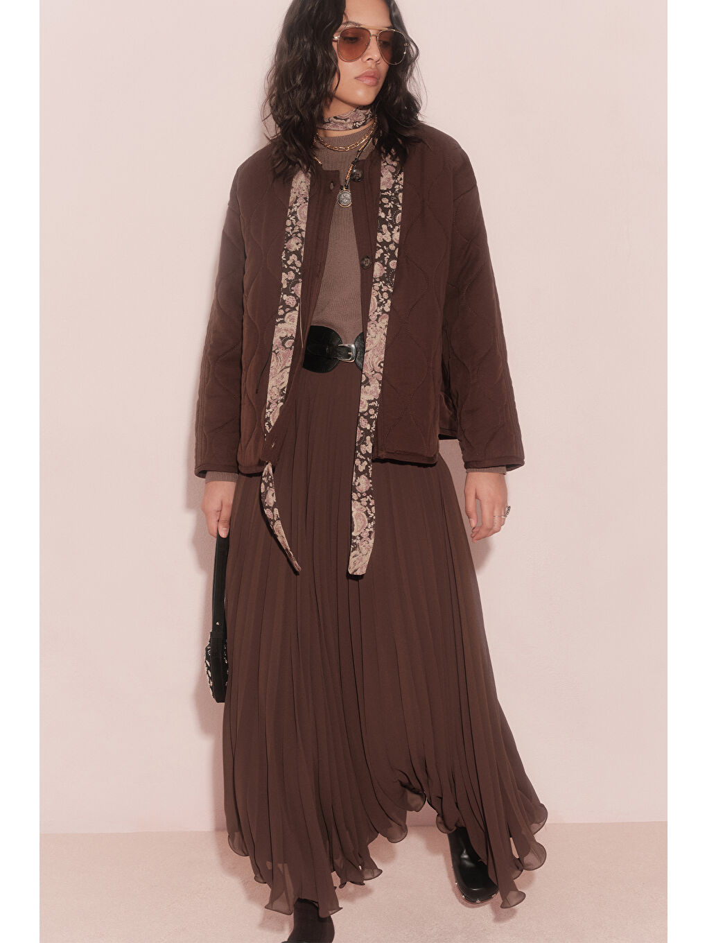 Pliseli Etek Kahverengi