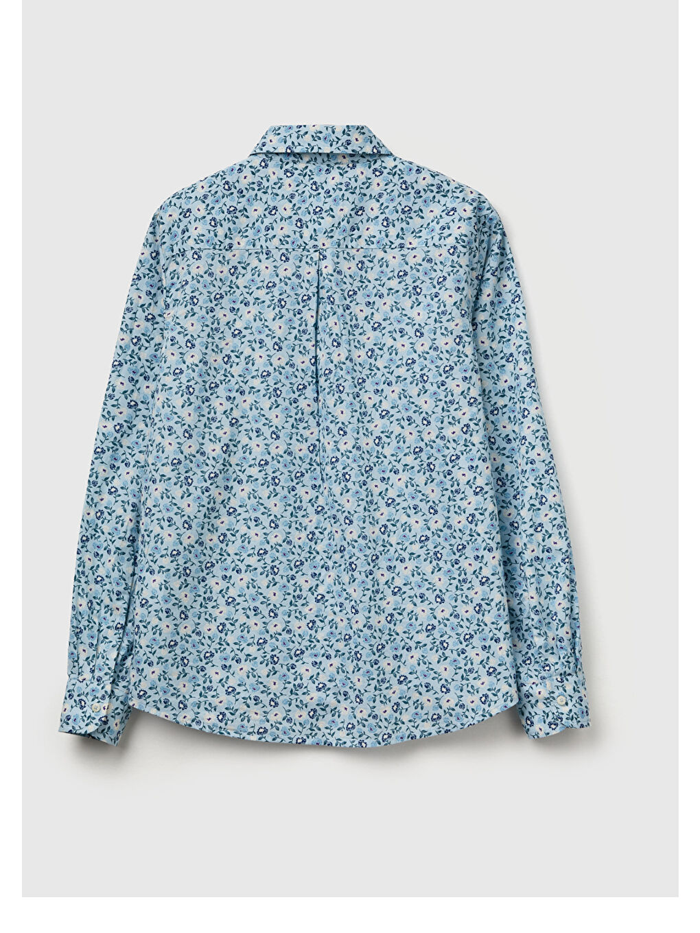 Kadın Mavi Mix %100 Pamuk Desenli Regular Fit Gömlek-3