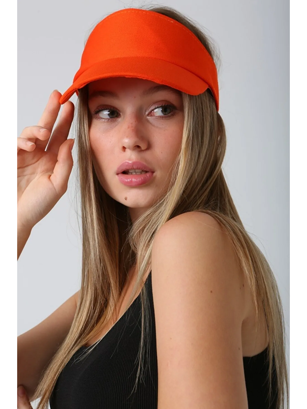 Kadın Vizör - Tenisçi - Golf / Siperlik Turuncu Şapka Spk13-1