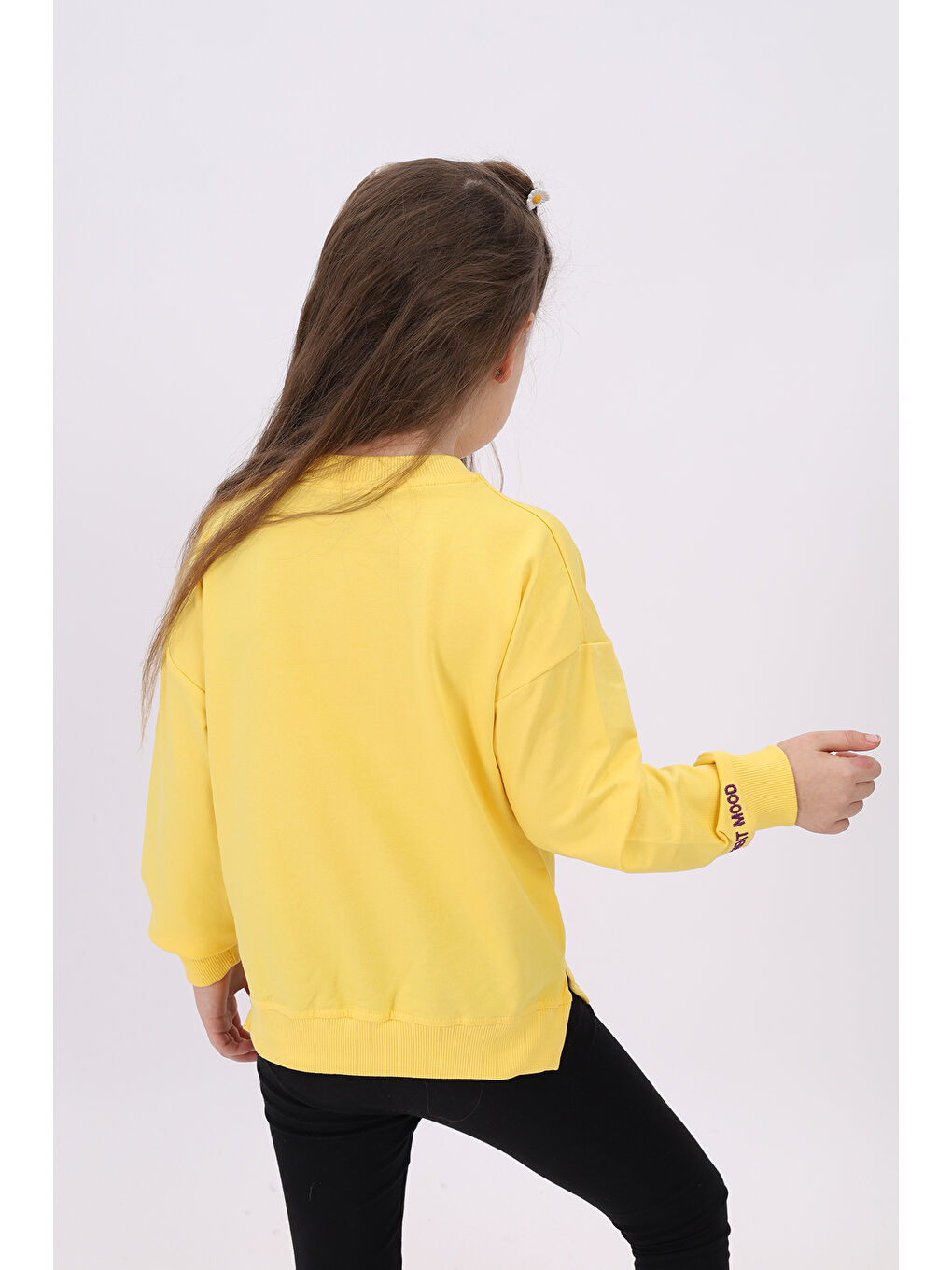 Sarı Kız Çocuk Nakışlı Sweatshirt-2
