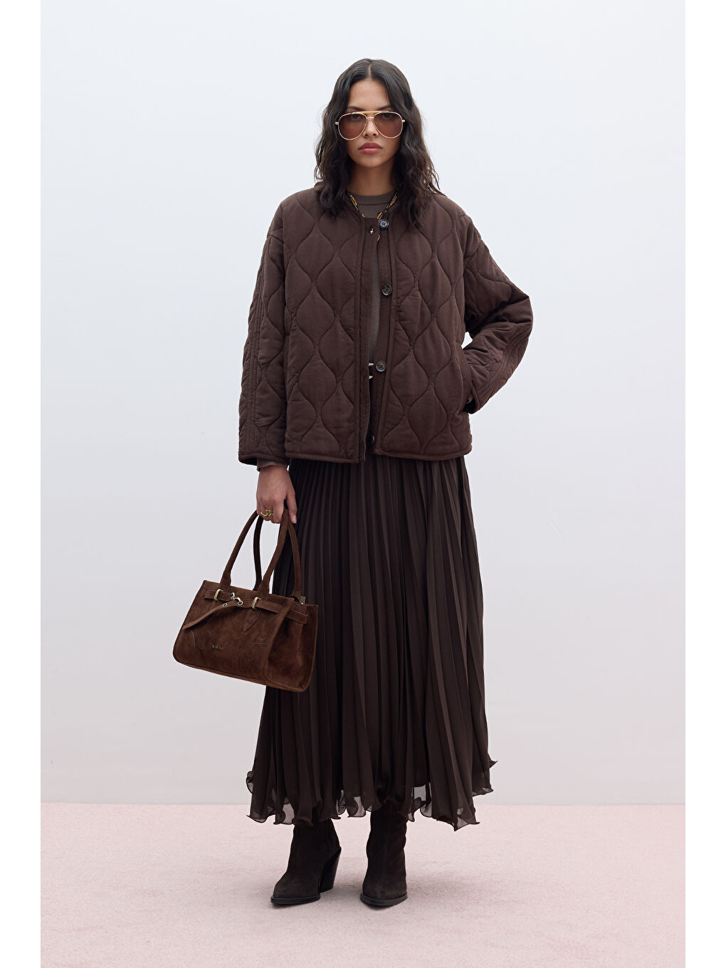 Pliseli Etek Kahverengi-2