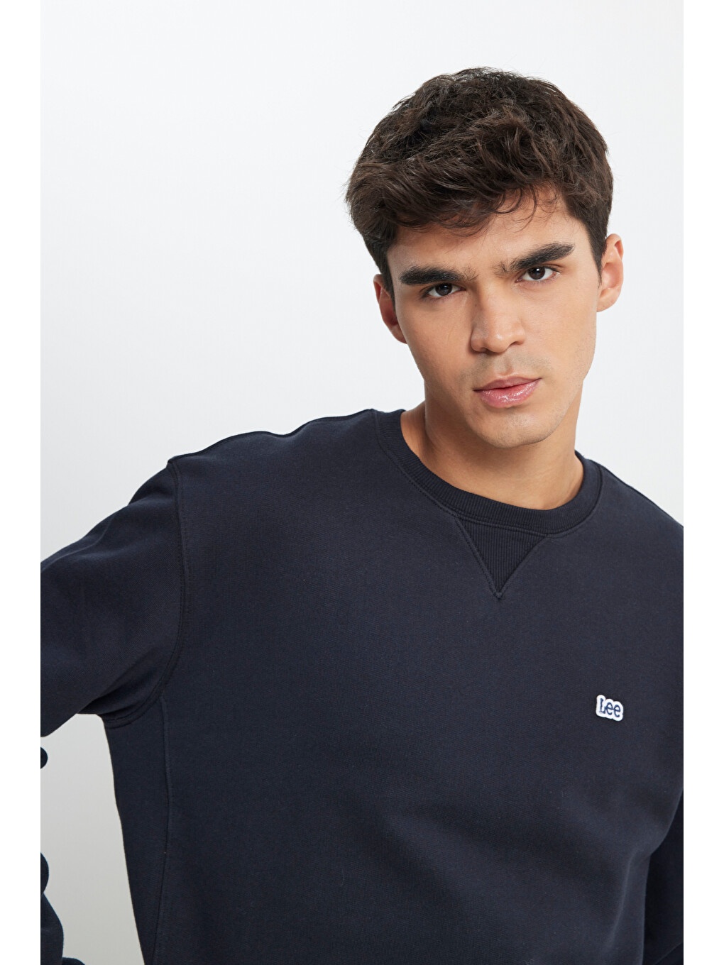 Regular Fit %100 Pamuk Bisiklet Yaka Siyah Şardonlu Sweatshirt-5