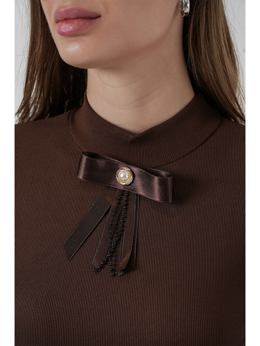 Kadın Kurdale Detay Uzun Kollu Bluz 977 - Kahverengi-3