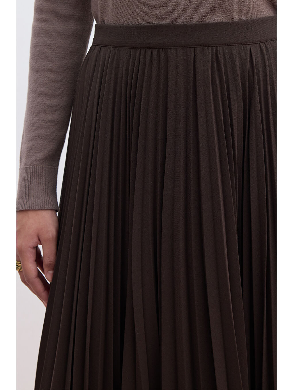 Pliseli Etek Kahverengi-4