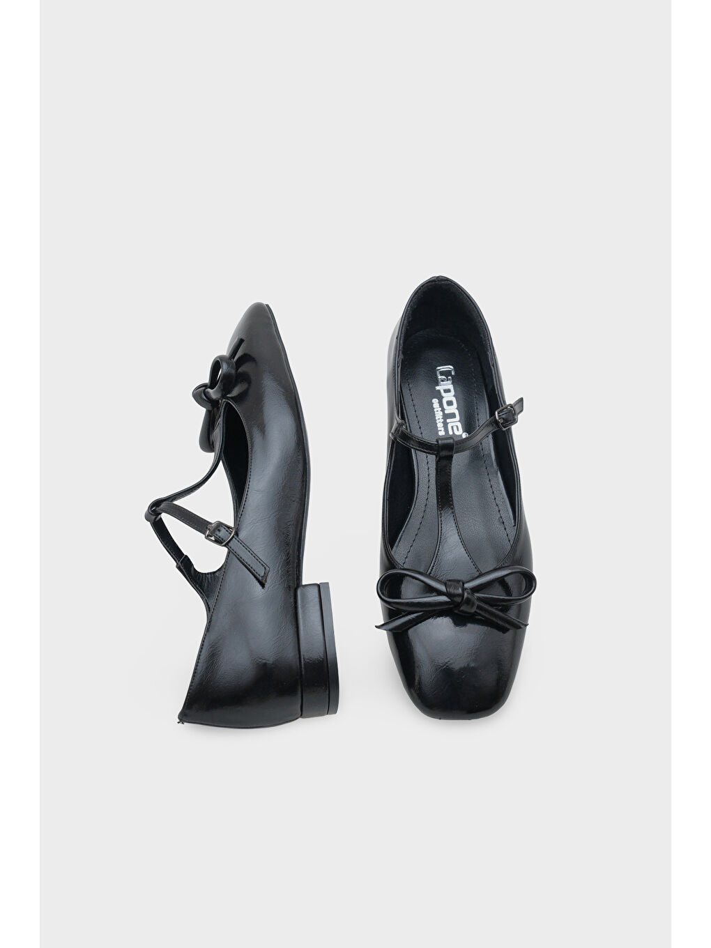 Siyah Suzi Küt Burunlu Bantlı Tokalı Kadın Babet-4