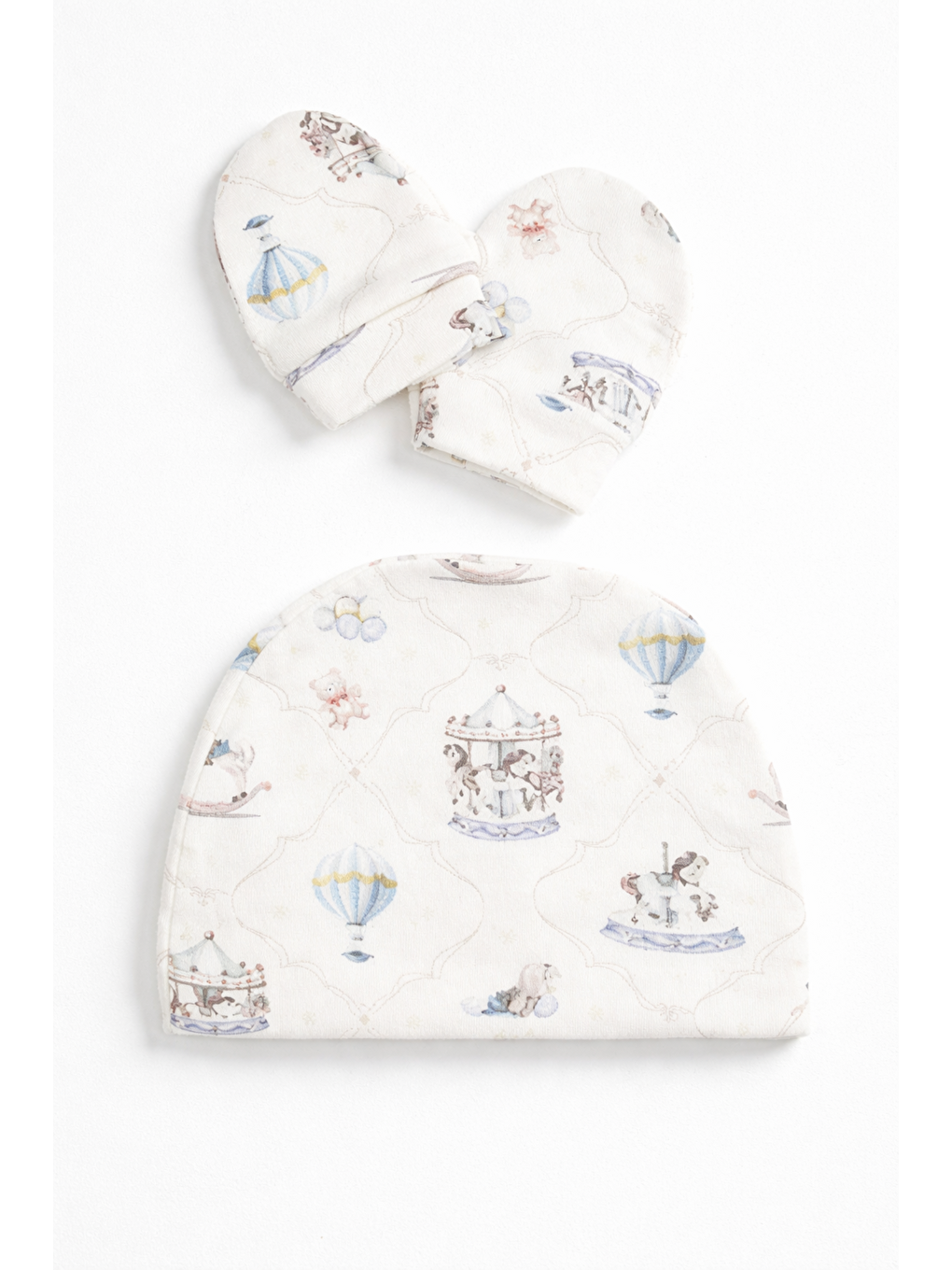 Mavi Erkek Bebek 5li Hastane Çıkış Seti Atlı Balonlu Pamuklu 0-3 ay-1