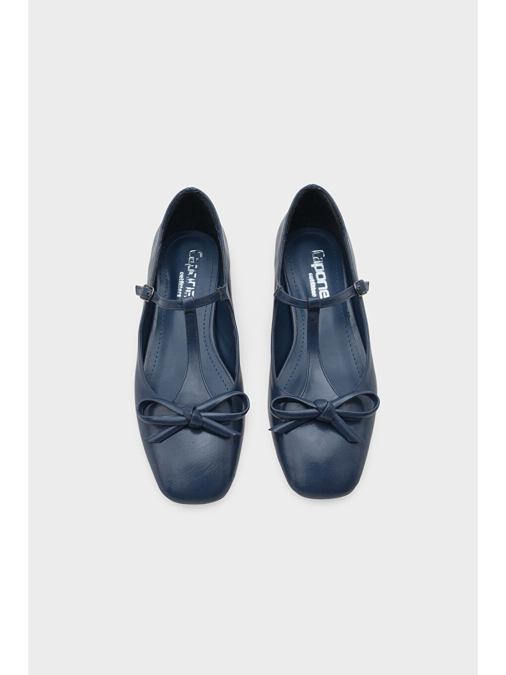 Lacivert Suzi Küt Burunlu Bantlı Tokalı Kadın Babet-3