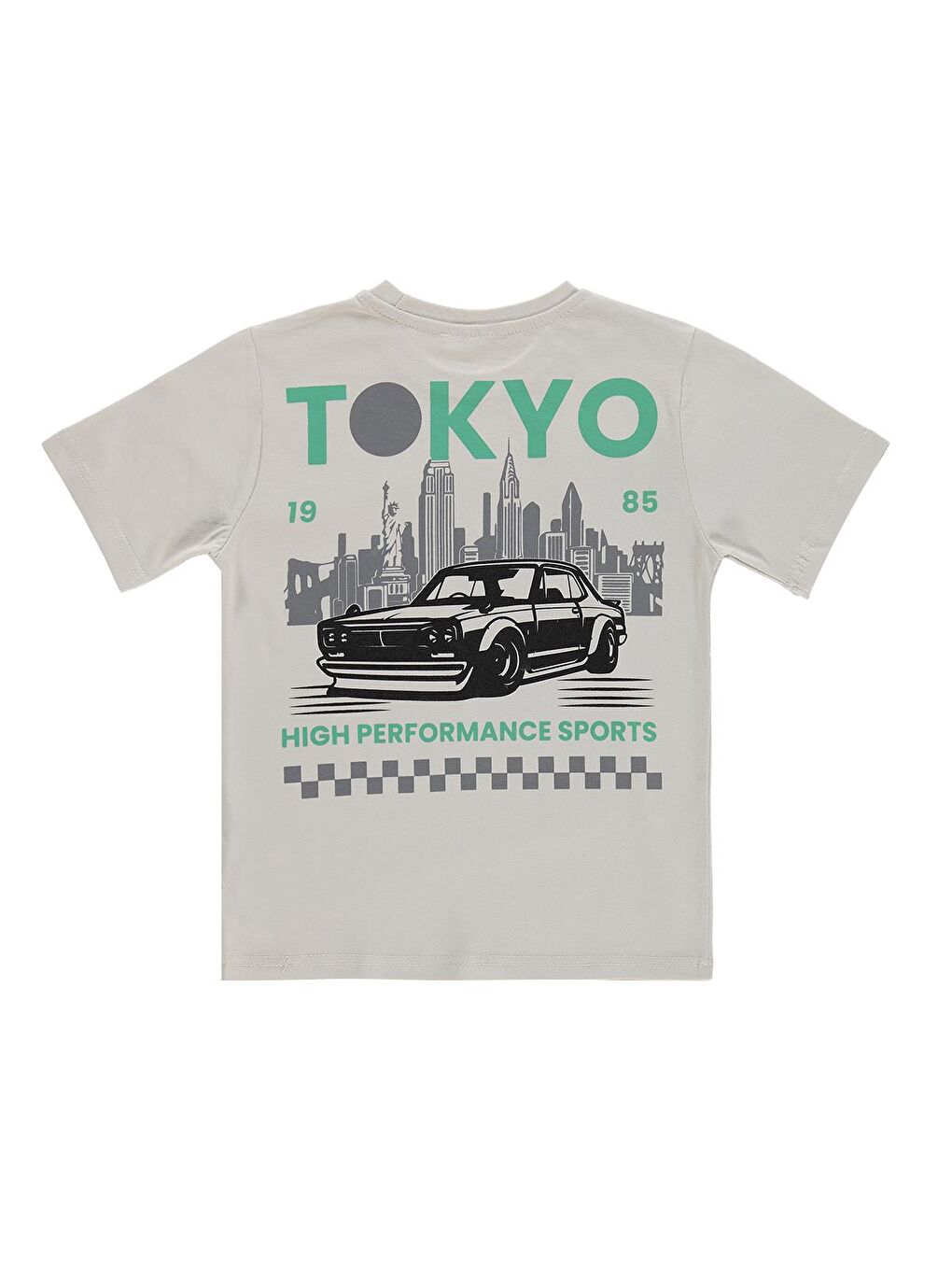 Bej Boys Tokyo Basklı 10-13 Yaş Tişört - Koyu Taş Rengi-1