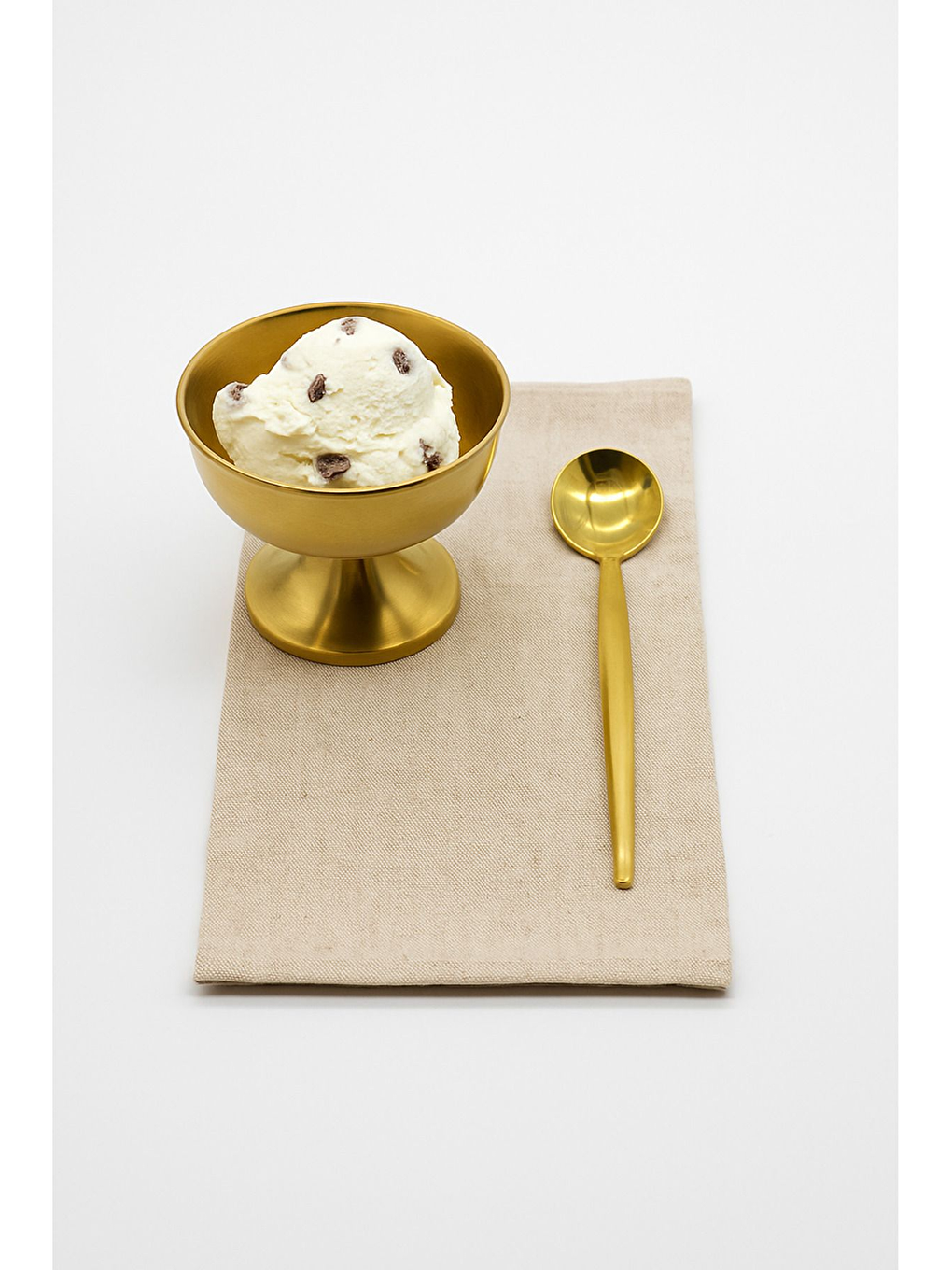Sarı Gold Yuvarlak Tatlı Kaşık Seti 6 Adet 18/10 Paslanmaz Çelik 6 Kişilik Tatlı Kaşığı Seti 18cm-1