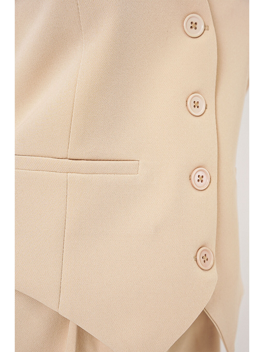 6709 Kadın Yelek Pantolon İkili Takım - Bej-5