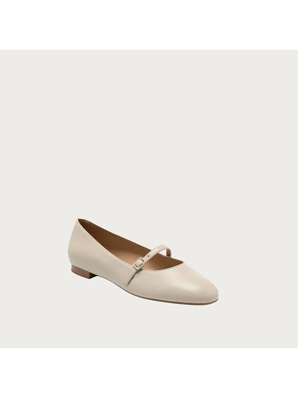 Bej Kadın Babet 70P5 Leather Ballet Flats With Strap-1