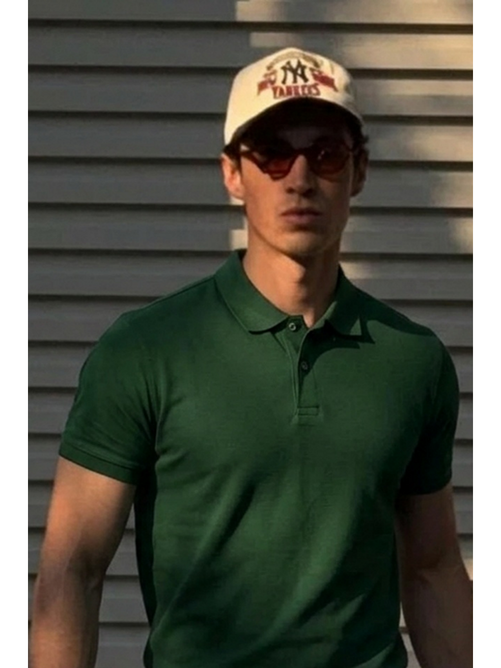 Erkek Klasik Slim Fit Yeşil Polo Yaka Tişört-4