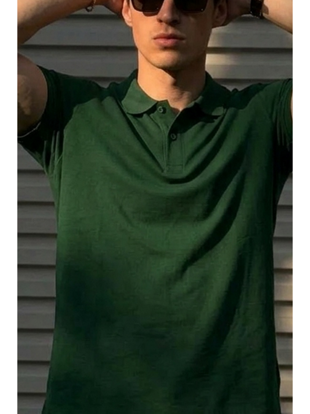 Erkek Klasik Slim Fit Yeşil Polo Yaka Tişört-5