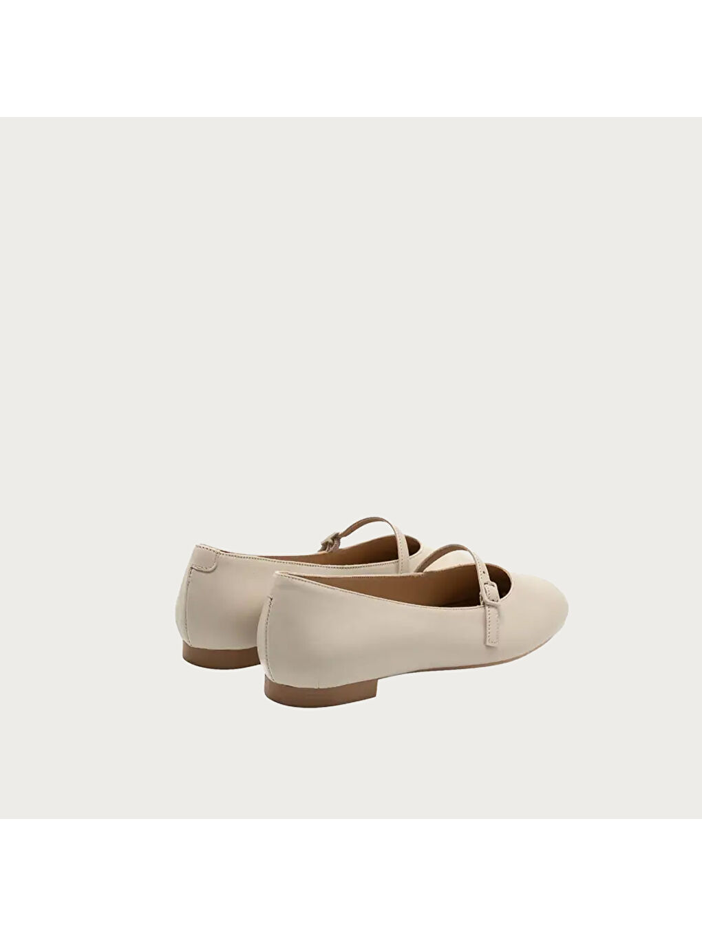 Bej Kadın Babet 70P5 Leather Ballet Flats With Strap-3