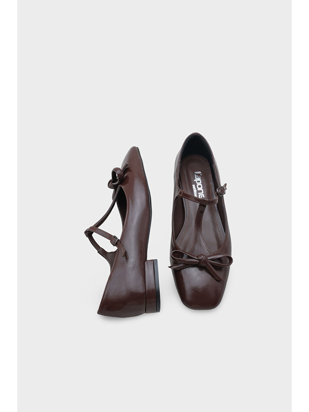 Kahverengi Suzi Küt Burunlu Bantlı Tokalı Kadın Babet-4