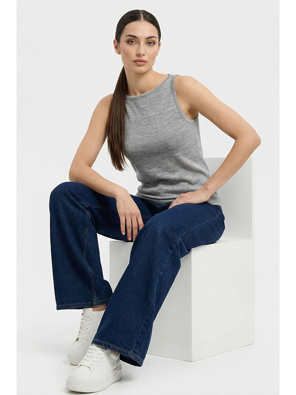 Kadın Askılı Örme Atlet 15935 - Gri-2