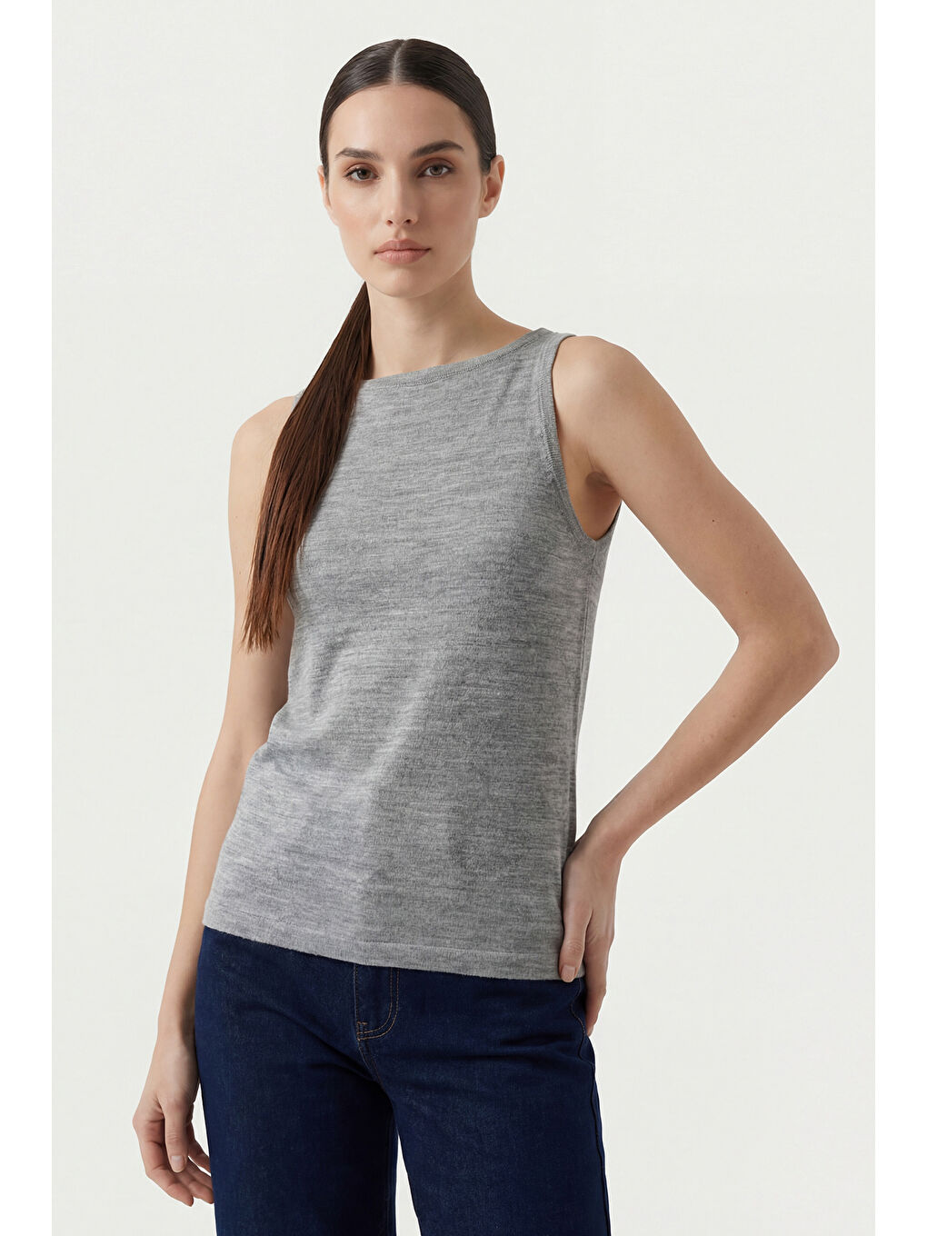 Kadın Askılı Örme Atlet 15935 - Gri-3