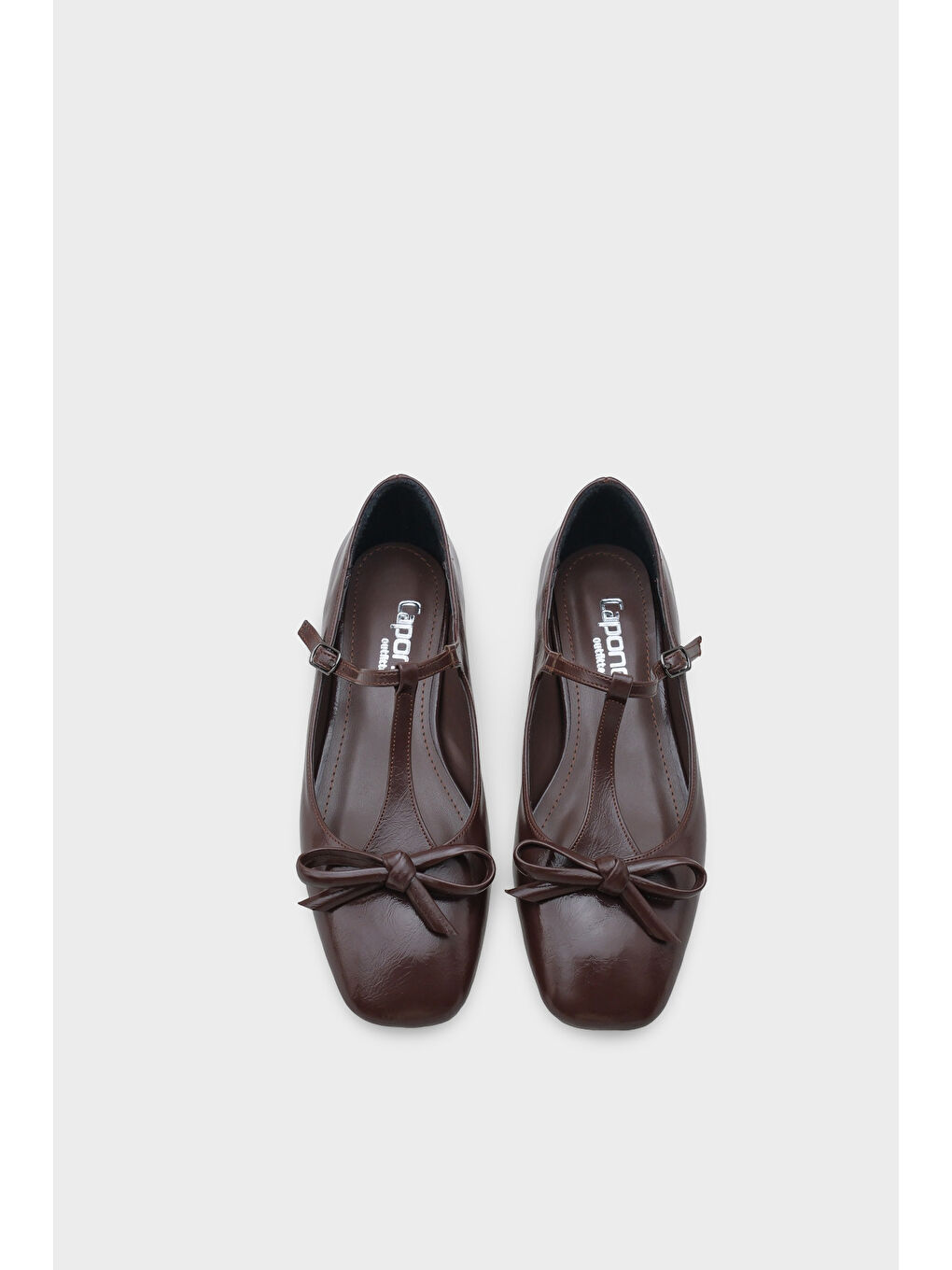 Kahverengi Suzi Küt Burunlu Bantlı Tokalı Kadın Babet-5