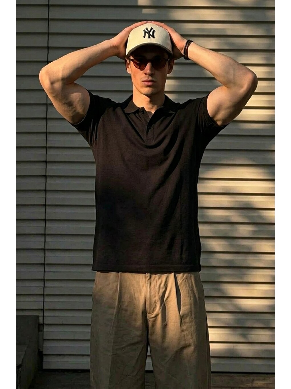 Erkek Klasik Slim Fit Siyah Polo Yaka Tişört-3