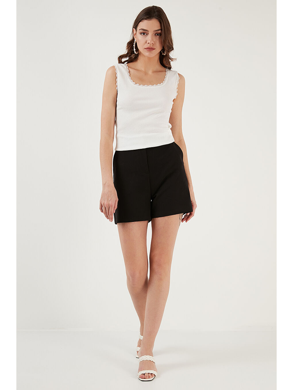 Lila Slim Fit Kalın Dantelli Kare Yaka Bürümcük 2'li Paket Atlet 5864979S2-3